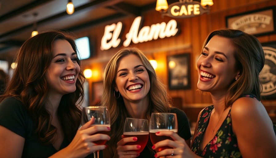 El Alamo Cafe celebration with smiling women in cozy setting.