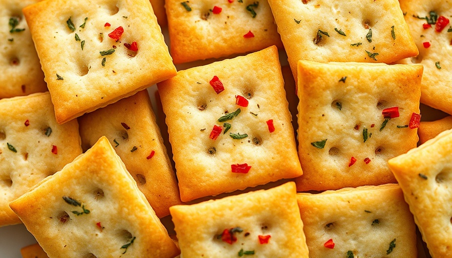 Spicy Ranch Crackers seasoned with herbs and spices in close-up view.