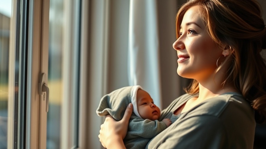 Relieved military spouse next to child in safe, mold-free home, symbolizing housing reform.