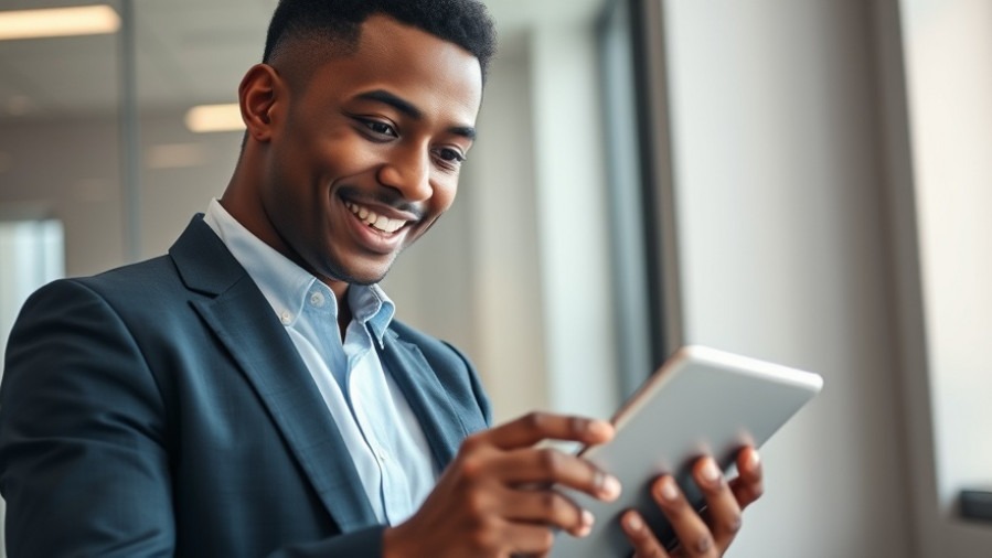 Confident professional explores AI in recruitment with analytics on a tablet.