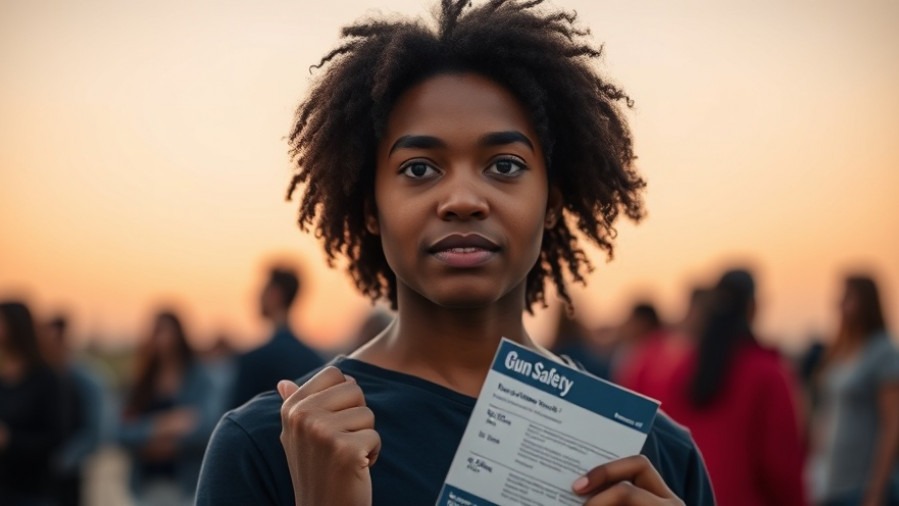Determined young adult holding a firearm training pamphlet, promoting responsible gun ownership.