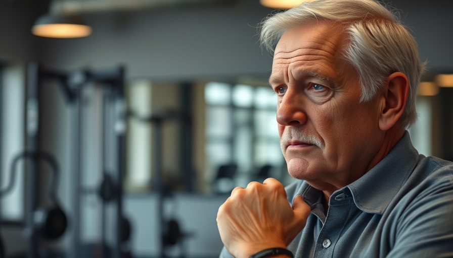 Older man discussing back pain on a social media podcast.