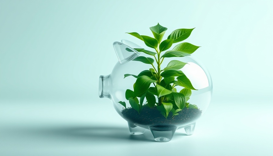 Transparent piggy bank with green dollar sign plant, implement pay transparency