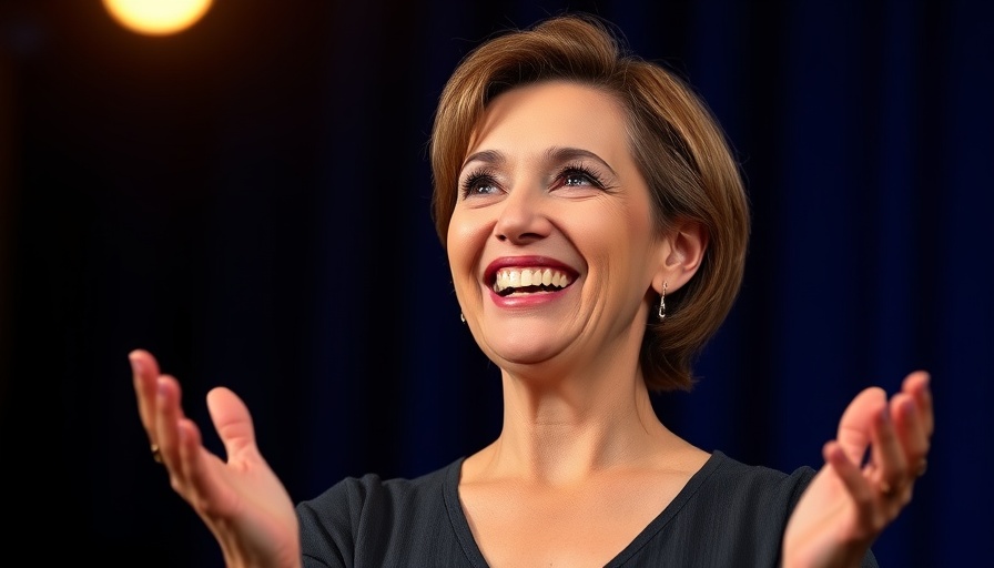 Confident woman speaking at event, illustrating urban dynamics talk.