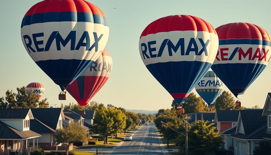 Modern hot air balloons on suburban street illustrating the cost of rebranding.