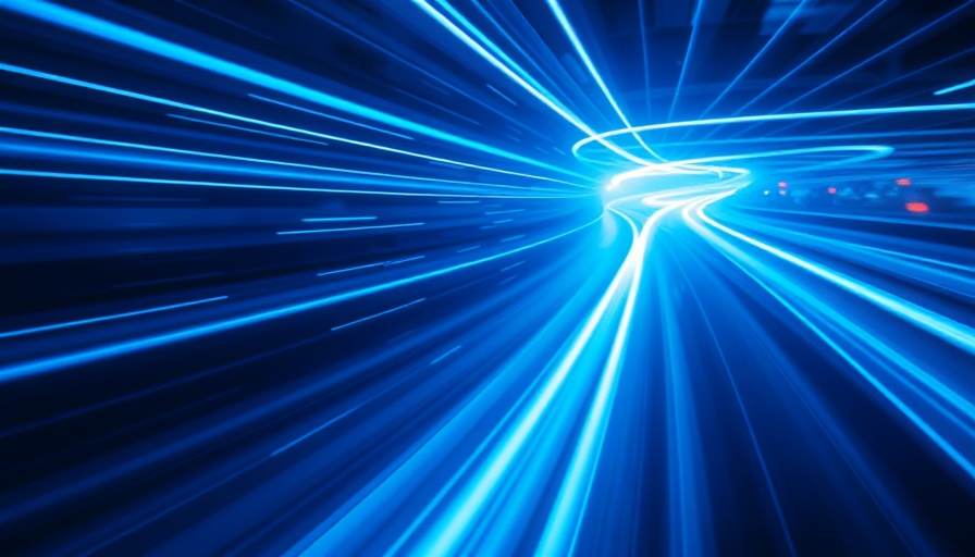 Dynamic blue light streaks in digital space, symbolizing Brand Strategy for Accelerated Uncertainty.