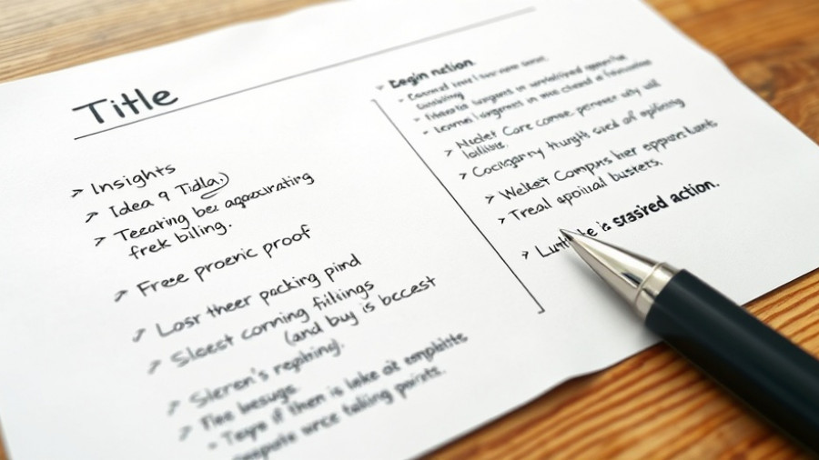 Structured handwritten notes outlining effective presentation design on paper.