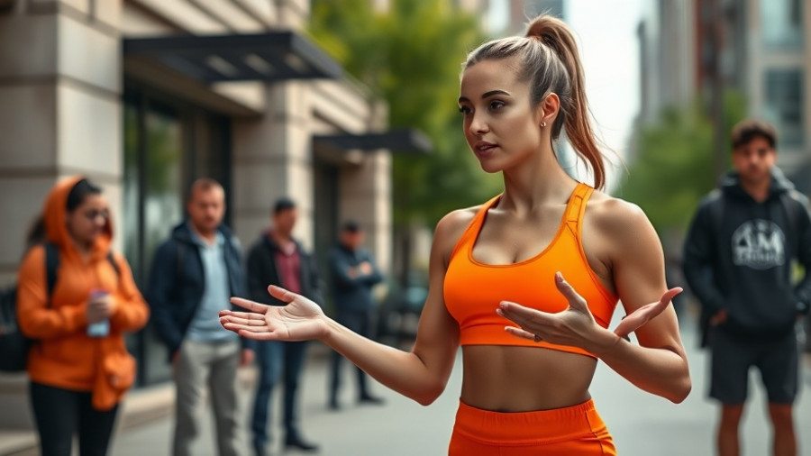 Fit woman in orange activewear shares fitness transformation.