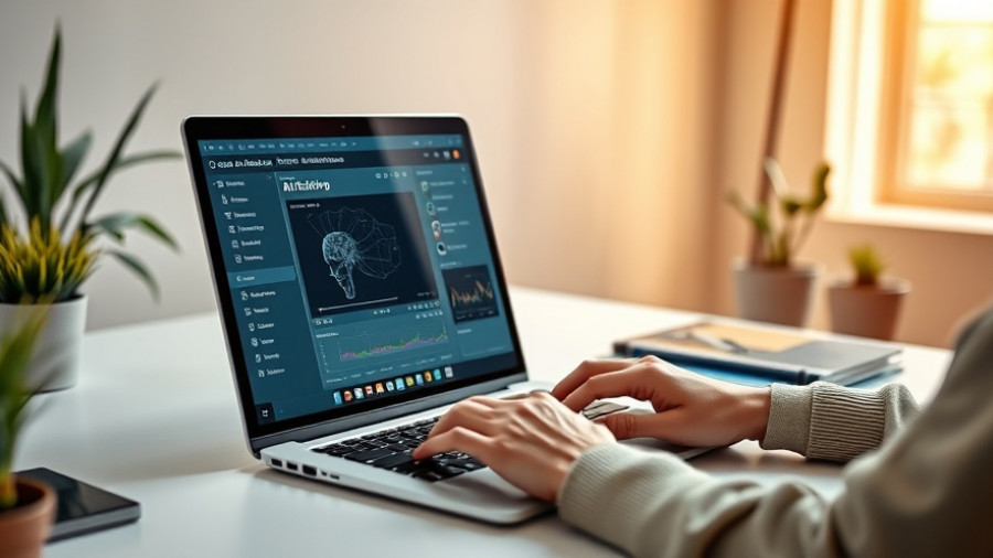 AI for editing blog content on a modern laptop in an office setting.