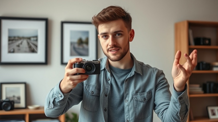 Casual young man explains camera techniques indoors; Your Set Is A Supporting Actor.