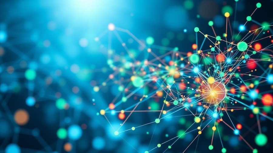 Transforming the B2B Buyer Journey with AI, abstract digital scene.