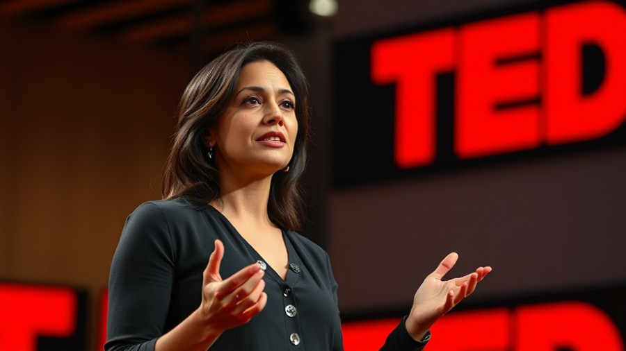 Woman delivering TED Talk on how to empower girls in the digital age.