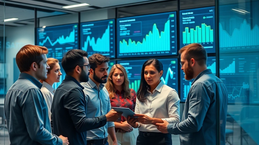 Team analyzing SaaS data for agency profitability in modern office.