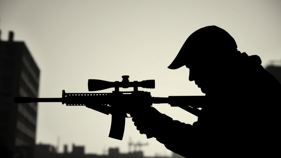 Silhouette of a person holding sniper rifle, mysterious pose.