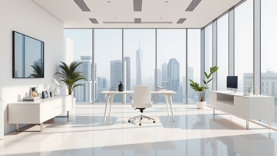 Modern office highlighting clean air and odor control design elements.