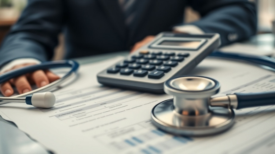 Calculator and stethoscope on financial papers, illustrating employer health insurance costs.