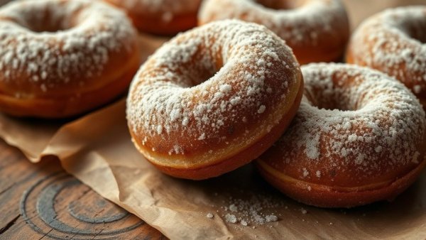 Sugar-coated donuts resting on parchment paper, related to carbs.