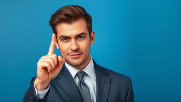 Young man discussing serious topic on blue background, Zohran Mamdani gun rights.