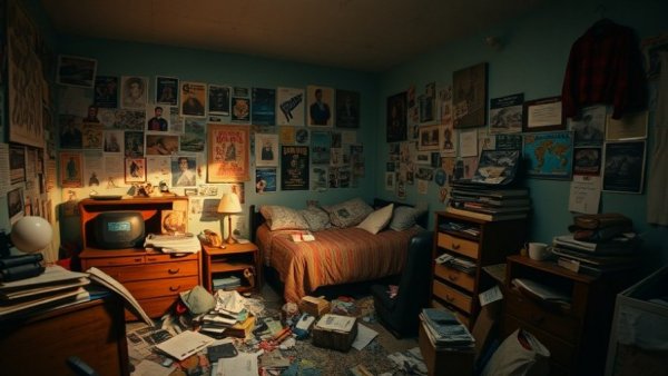 Cluttered bedroom showing decluttering rule necessity.