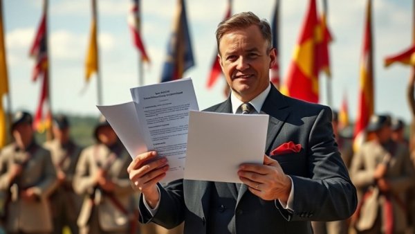 Confident man with documents on historical setting, Gun Rights and Second Amendment.