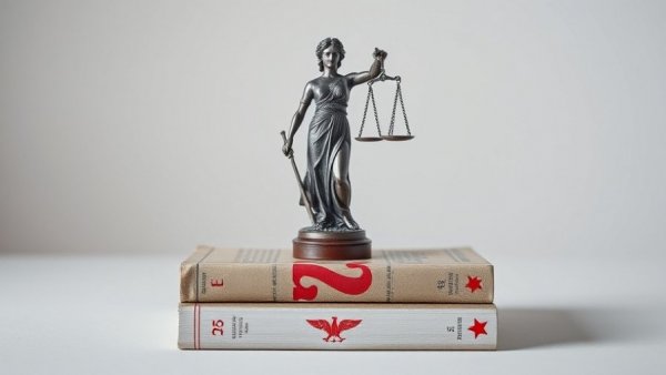 Statue of Justice atop a book with red '2' and eagle symbol, legal theme.
