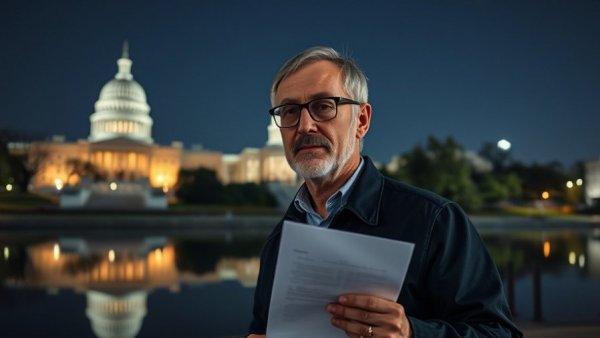 NFA court case impact on gun rights, man with document at U.S. Capitol.