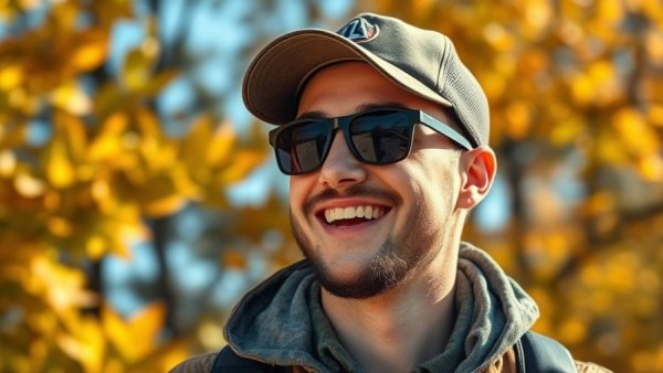 Former Yankees pitcher outdoors sharing weight loss story under autumn leaves.