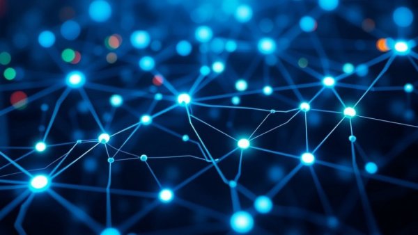 Abstract digital network symbolizing SaaS solution preferences evolving, futuristic design.