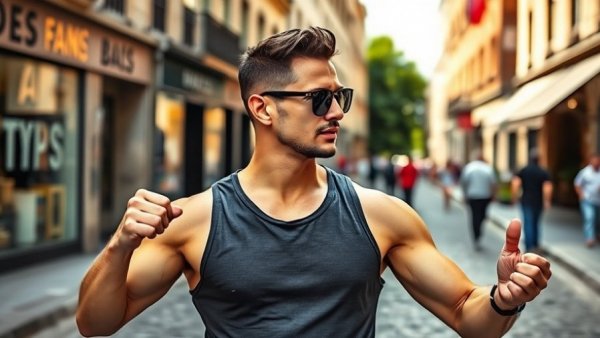 Fit man sharing tips on how to get jacked outdoors.