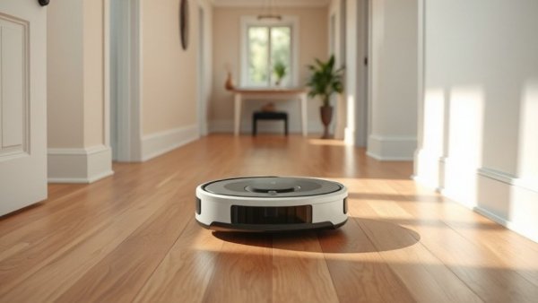 Eufy E20 3-in-1 vacuum on wooden floor during operation.