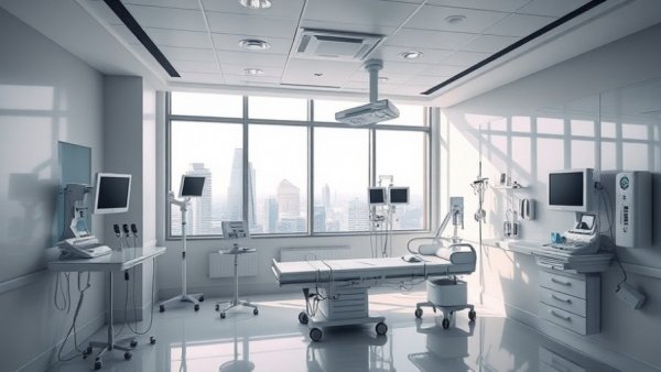 Immaculate hospital room highlighting the cleanliness of hospitals.