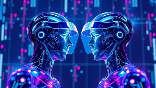 Holographic interface symbolizing digital twins in B2B marketing.