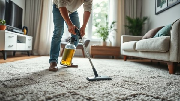 Person cleaning carpet like a pro with homemade solution