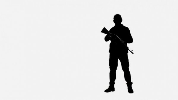 Silhouette of someone holding a rifle, symbolizing gun ownership.