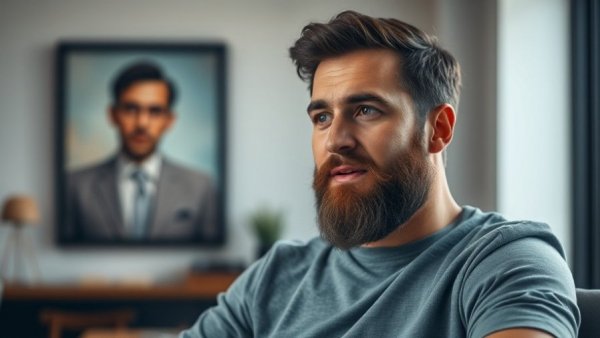 Casual bearded man discusses working only two hours a day for earnings.