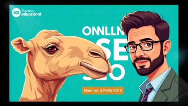 Creative SEO event banner with camel and host promoting Local SEO Strategies.