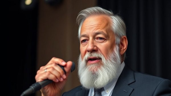 Distinguished older man discussing million-dollar potential in studio.