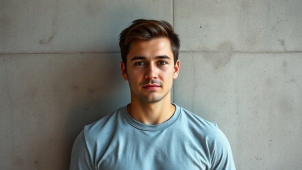 Casual male portrait with a neutral expression against a concrete wall.