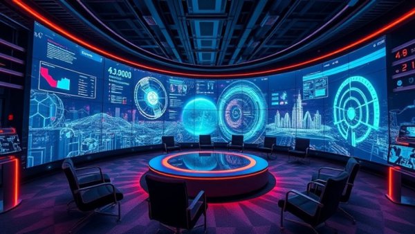 Futuristic digital landscape showcasing AI in Marketing 2025.