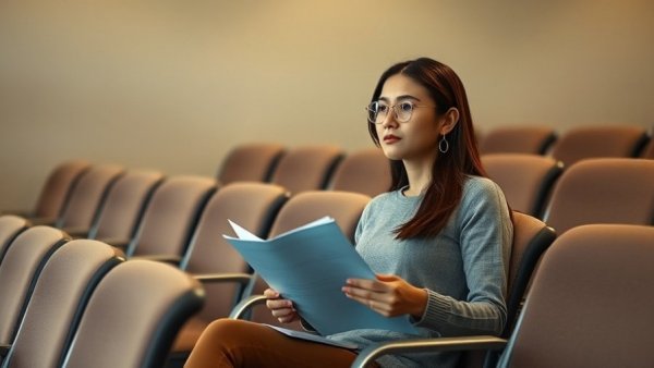 Gen Z job hunter facing challenges, seated in a waiting room, looking thoughtful.