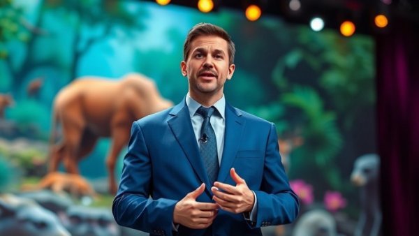 Expert discussing real-time data conservation technology at TED talk.