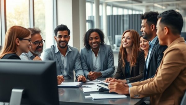 Professionals in a meeting for effective customer communication.