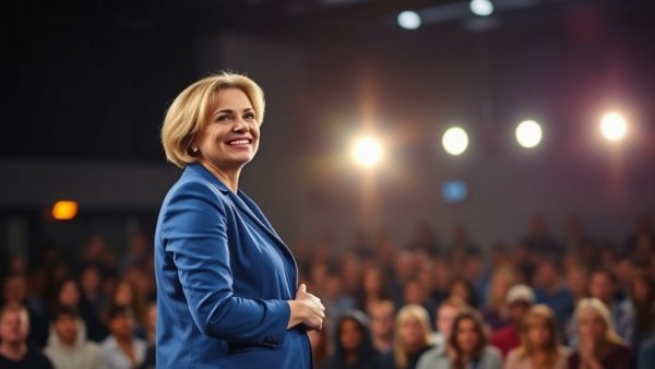 Michelle Khare speaking about dangerous stunts at a TED event