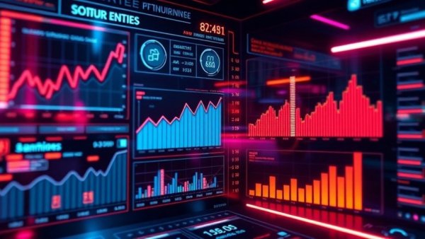 Futuristic interface showing email marketing stats for 2026 with graphs and charts.