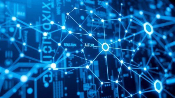 Holographic AI representation with regulatory symbols in futuristic style.