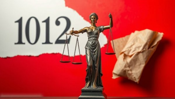 Justice statue against red background for California firearm purchase ban for young adults