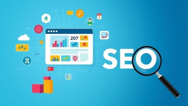 Infographic on SEO relevance and backlinks with text on gradient background.