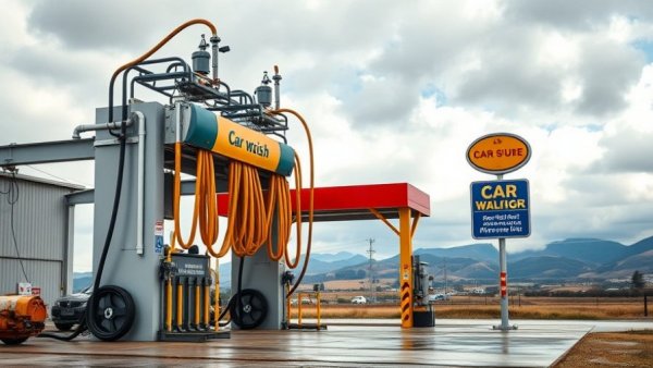 Powerful car wash vacuums in outdoor setting, natural landscape.