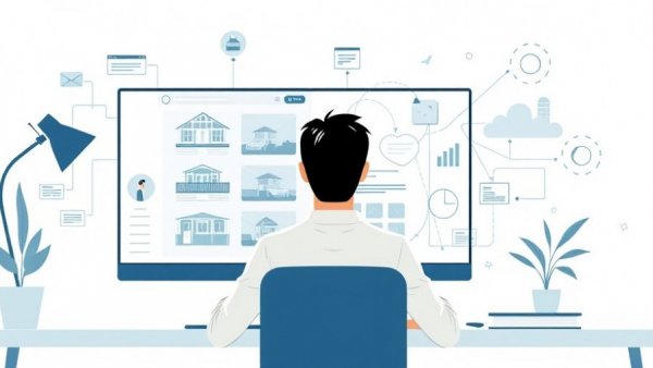 Vector illustration of realtor website structure and interlinking design.