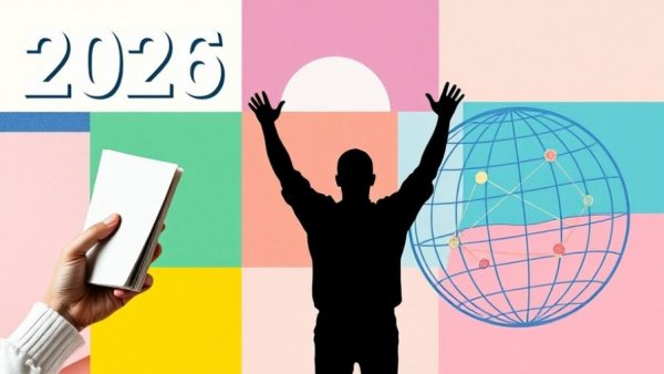 Vibrant collage with themes of CEOs New Year's Resolutions 2026.